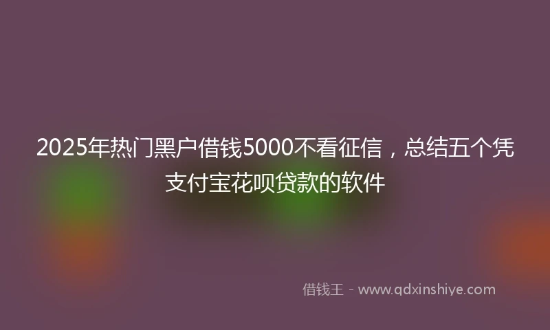 2025年热门黑户借钱5000不看征信，总结五个凭支付宝花呗贷款的软件