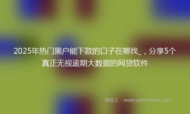 2025年热门黑户能下款的口子在哪找_，分享5个真正无视逾期大数据的网贷软件