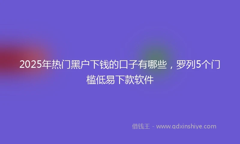 2025年热门黑户下钱的口子有哪些，罗列5个门槛低易下款软件