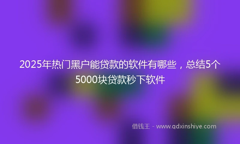 2025年热门黑户能贷款的软件有哪些，总结5个5000块贷款秒下软件