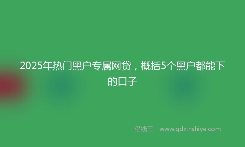 2025年热门黑户专属网贷，概括5个黑户都能下的口子