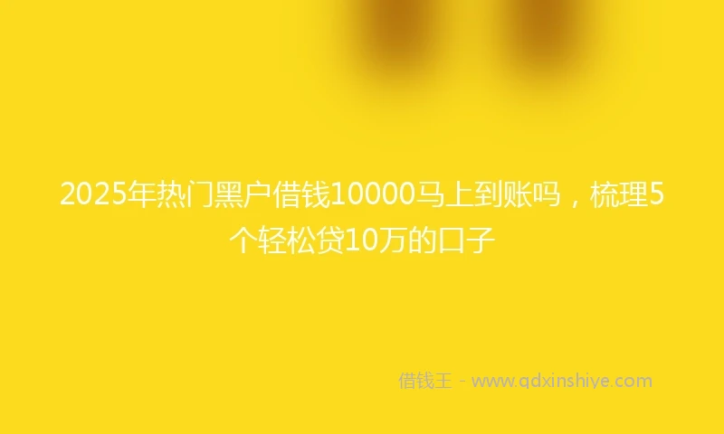 2025年热门黑户借钱10000马上到账吗，梳理5个轻松贷10万的口子