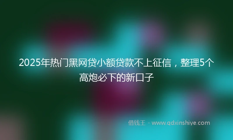 2025年热门黑网贷小额贷款不上征信，整理5个高炮必下的新口子
