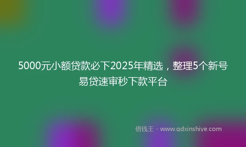 5000元小额贷款必下2025年精选，整理5个新号易贷速审秒下款平台