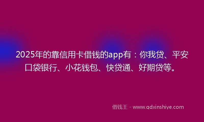 2025年的靠信用卡借钱的app有：你我贷、平安口袋银行、小花钱包、快贷通、好期贷等。
