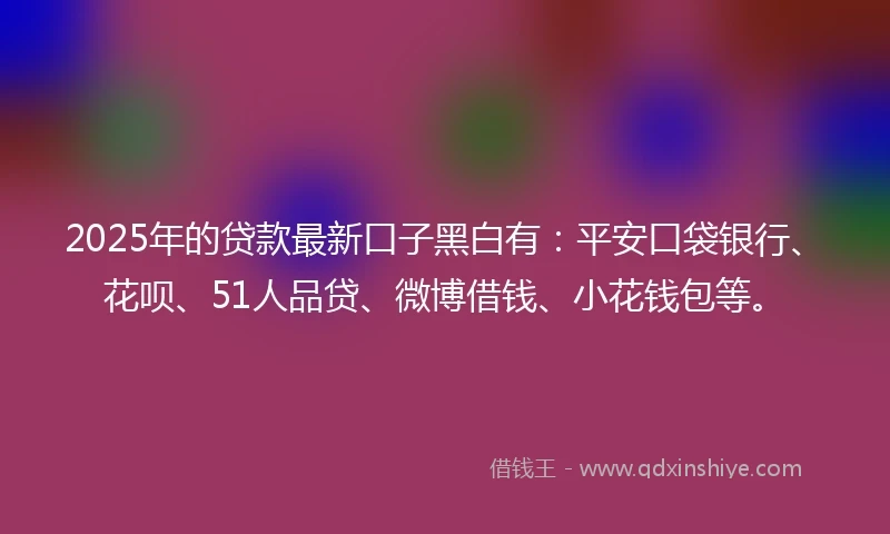 2025年的贷款最新口子黑白有：平安口袋银行、花呗、51人品贷、微博借钱、小花钱包等。