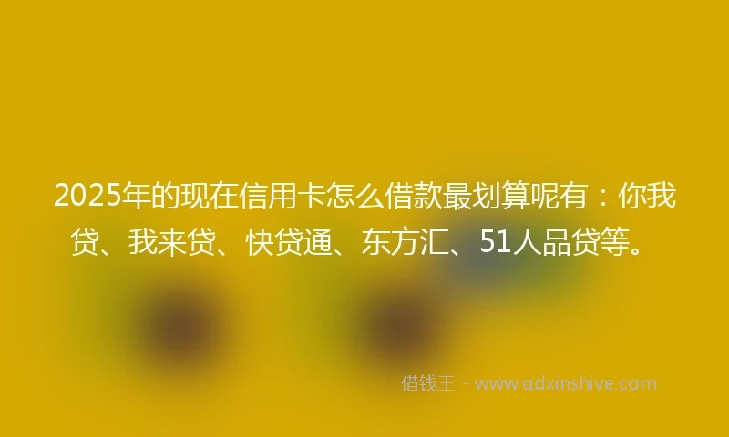 2025年的现在信用卡怎么借款最划算呢有：你我贷、我来贷、快贷通、东方汇、51人品贷等。