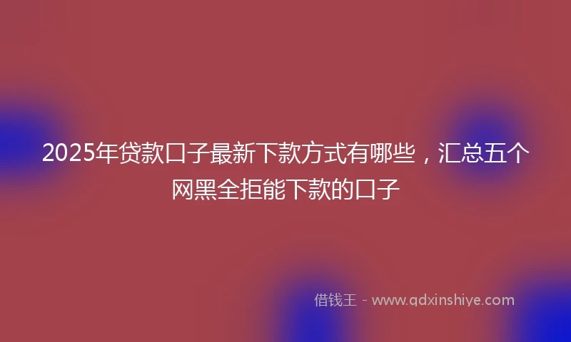 2025年贷款口子最新下款方式有哪些，汇总五个网黑全拒能下款的口子