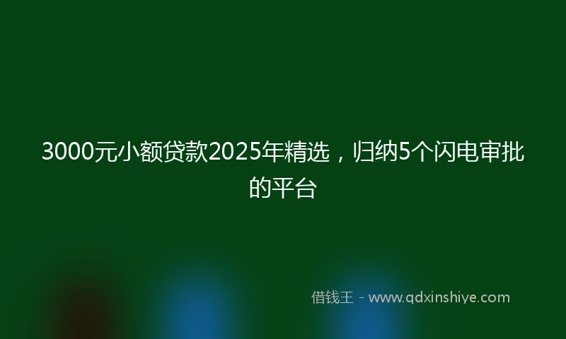3000元小额贷款2025年精选，归纳5个闪电审批的平台