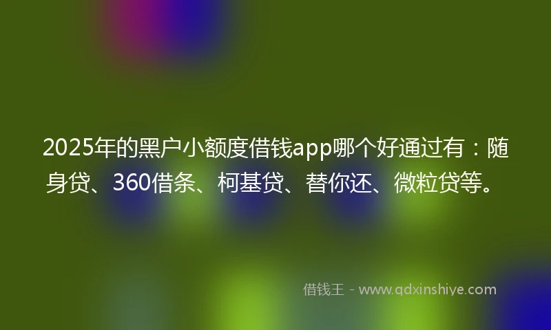 2025年的黑户小额度借钱app哪个好通过有：随身贷、360借条、柯基贷、替你还、微粒贷等。