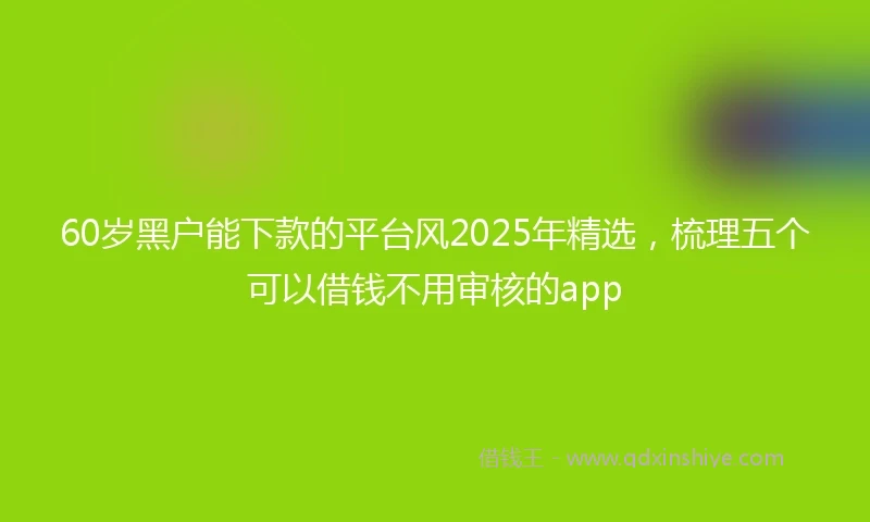 60岁黑户能下款的平台风2025年精选，梳理五个可以借钱不用审核的app