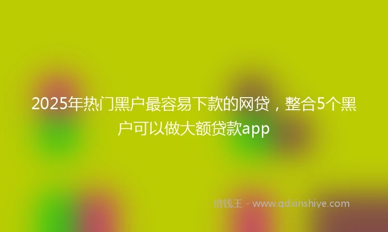 2025年热门黑户最容易下款的网贷，整合5个黑户可以做大额贷款app
