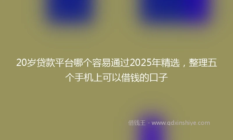 20岁贷款平台哪个容易通过2025年精选，整理五个手机上可以借钱的口子