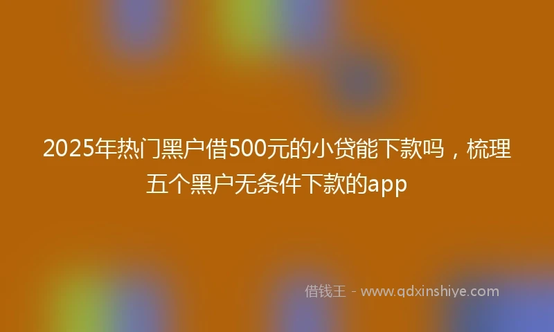 2025年热门黑户借500元的小贷能下款吗，梳理五个黑户无条件下款的app