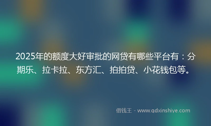 2025年的额度大好审批的网贷有哪些平台有：分期乐、拉卡拉、东方汇、拍拍贷、小花钱包等。