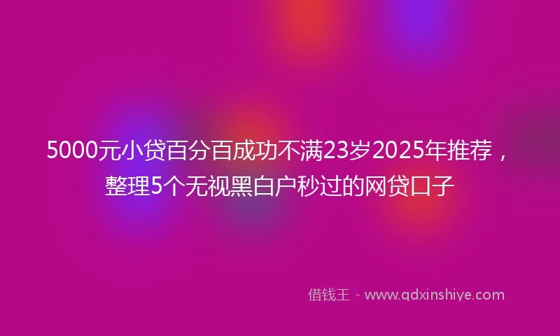 5000元小贷百分百成功不满23岁2025年推荐，整理5个无视黑白户秒过的网贷口子