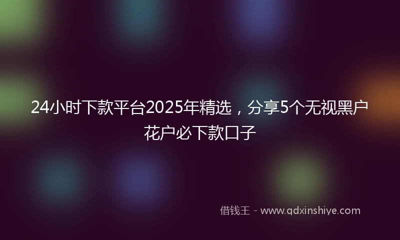 24小时下款平台2025年精选，分享5个无视黑户花户必下款口子