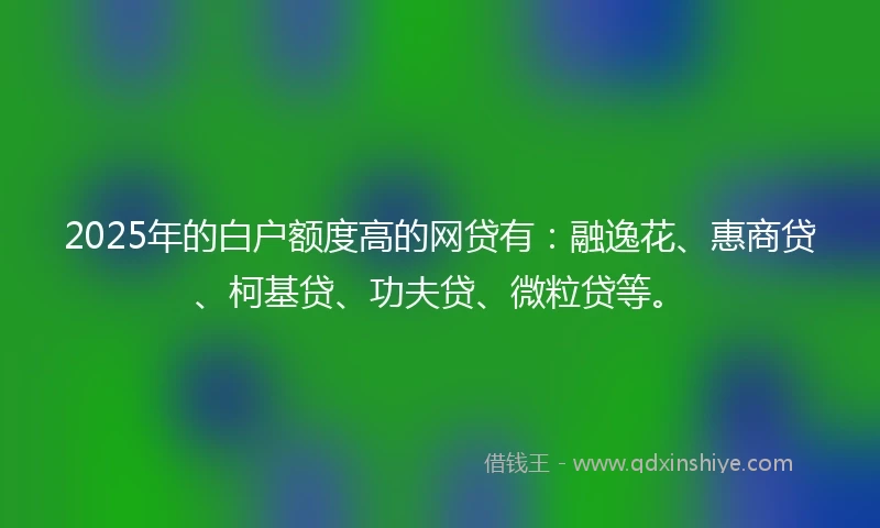 2025年的白户额度高的网贷有：融逸花、惠商贷、柯基贷、功夫贷、微粒贷等。