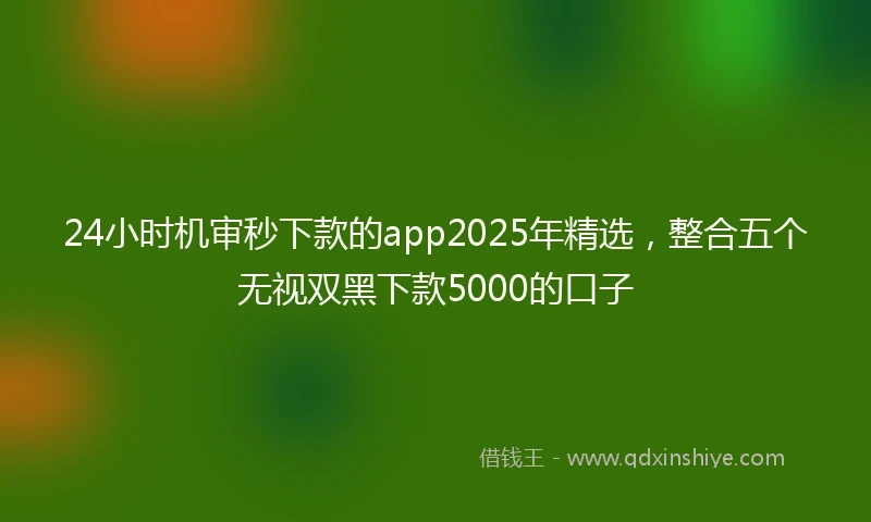 24小时机审秒下款的app2025年精选，整合五个无视双黑下款5000的口子