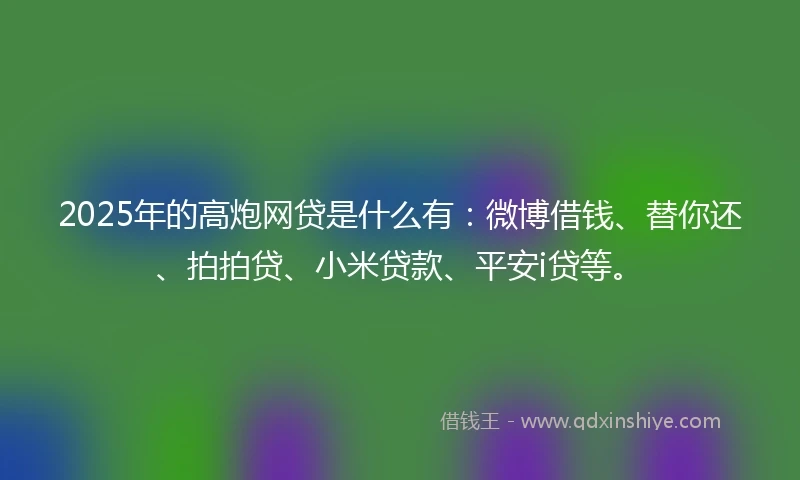 2025年的高炮网贷是什么有：微博借钱、替你还、拍拍贷、小米贷款、平安i贷等。