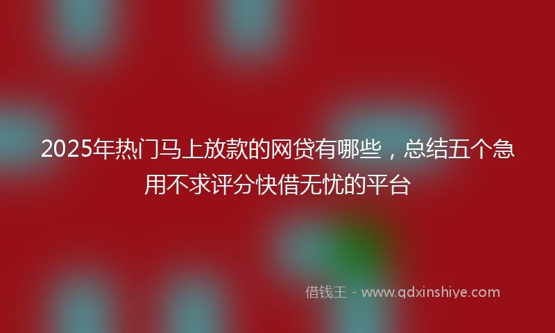 2025年热门马上放款的网贷有哪些，总结五个急用不求评分快借无忧的平台
