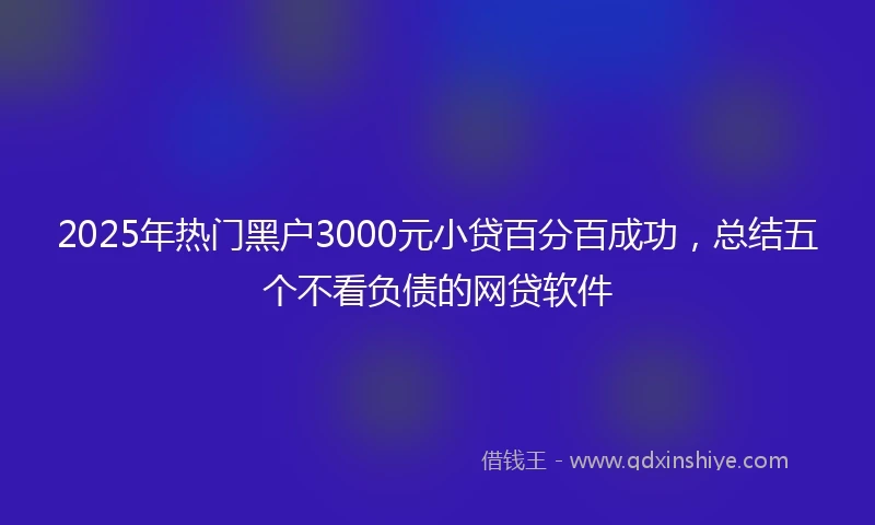 2025年热门黑户3000元小贷百分百成功，总结五个不看负债的网贷软件