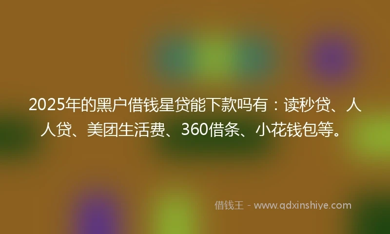 2025年的黑户借钱星贷能下款吗有：读秒贷、人人贷、美团生活费、360借条、小花钱包等。