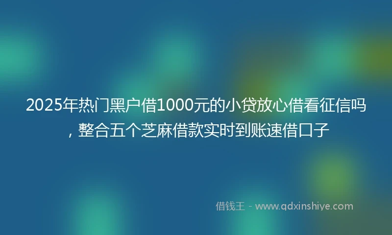 2025年热门黑户借1000元的小贷放心借看征信吗，整合五个芝麻借款实时到账速借口子