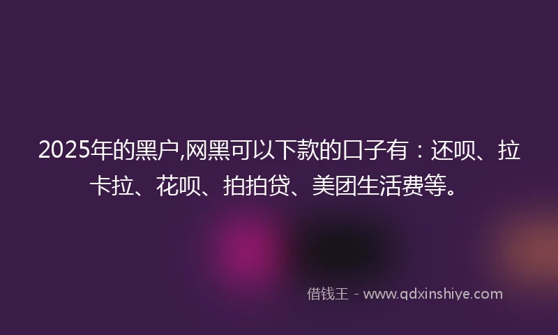 2025年的黑户,网黑可以下款的口子有：还呗、拉卡拉、花呗、拍拍贷、美团生活费等。