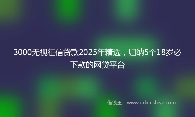 3000无视征信贷款2025年精选，归纳5个18岁必下款的网贷平台