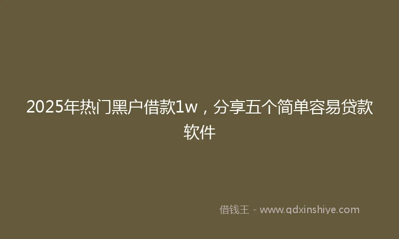 2025年热门黑户借款1w，分享五个简单容易贷款软件