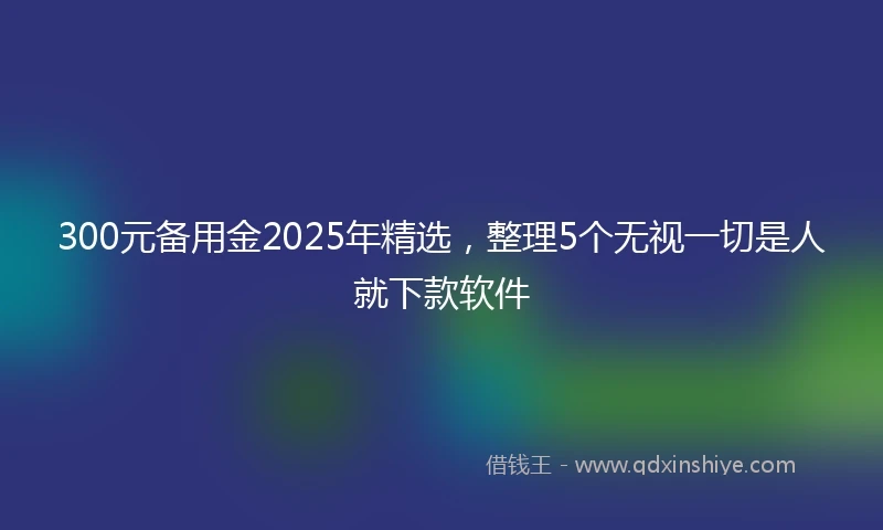 300元备用金2025年精选，整理5个无视一切是人就下款软件