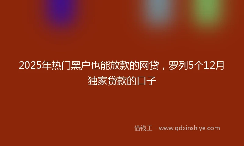 2025年热门黑户也能放款的网贷，罗列5个12月独家贷款的口子