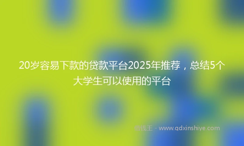 20岁容易下款的贷款平台2025年推荐，总结5个大学生可以使用的平台