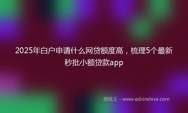 2025年白户申请什么网贷额度高，梳理5个最新秒批小额贷款app