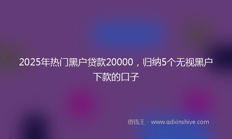 2025年热门黑户贷款20000，归纳5个无视黑户下款的口子