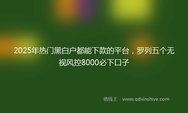 2025年热门黑白户都能下款的平台，罗列五个无视风控8000必下口子