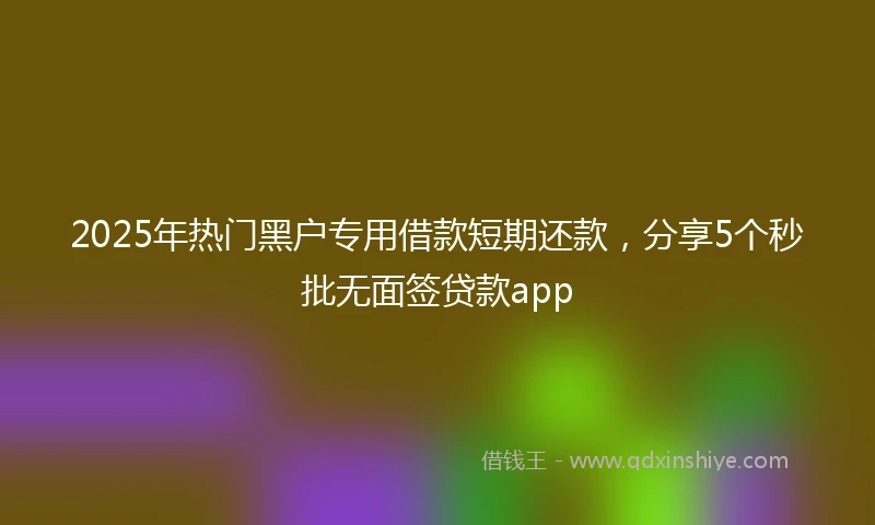 2025年热门黑户专用借款短期还款，分享5个秒批无面签贷款app