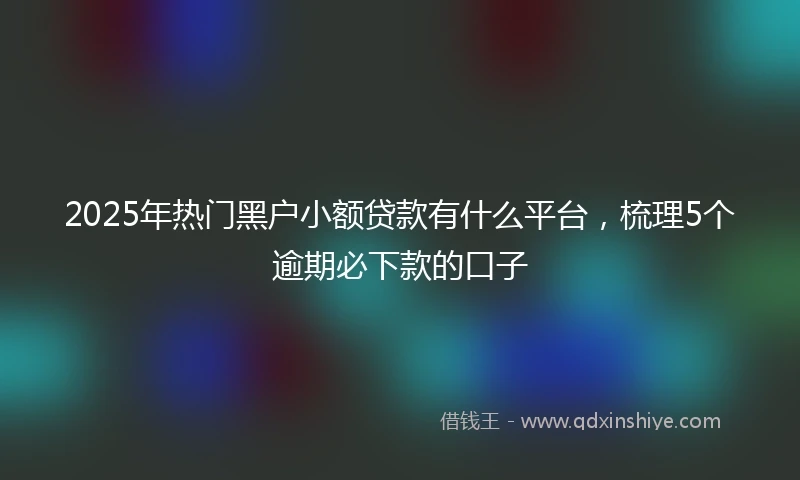 2025年热门黑户小额贷款有什么平台，梳理5个逾期必下款的口子