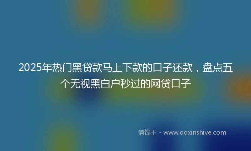 2025年热门黑贷款马上下款的口子还款，盘点五个无视黑白户秒过的网贷口子