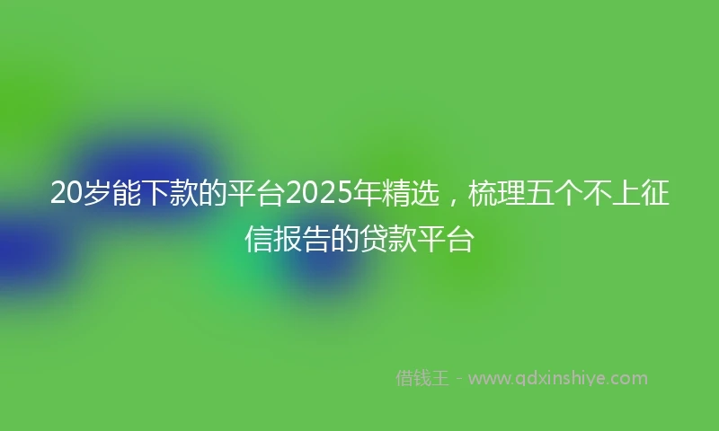 20岁能下款的平台2025年精选，梳理五个不上征信报告的贷款平台