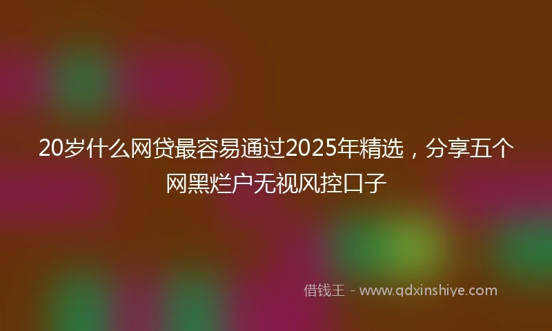 20岁什么网贷最容易通过2025年精选，分享五个网黑烂户无视风控口子