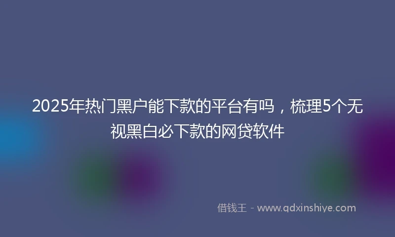 2025年热门黑户能下款的平台有吗，梳理5个无视黑白必下款的网贷软件
