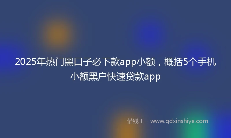 2025年热门黑口子必下款app小额，概括5个手机小额黑户快速贷款app