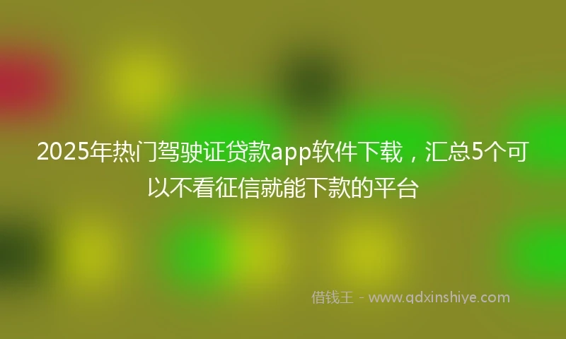 2025年热门驾驶证贷款app软件下载，汇总5个可以不看征信就能下款的平台