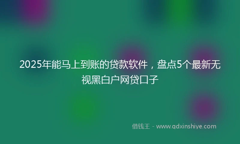 2025年能马上到账的贷款软件，盘点5个最新无视黑白户网贷口子