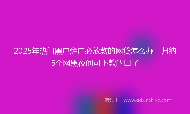 2025年热门黑户烂户必放款的网贷怎么办，归纳5个网黑夜间可下款的口子