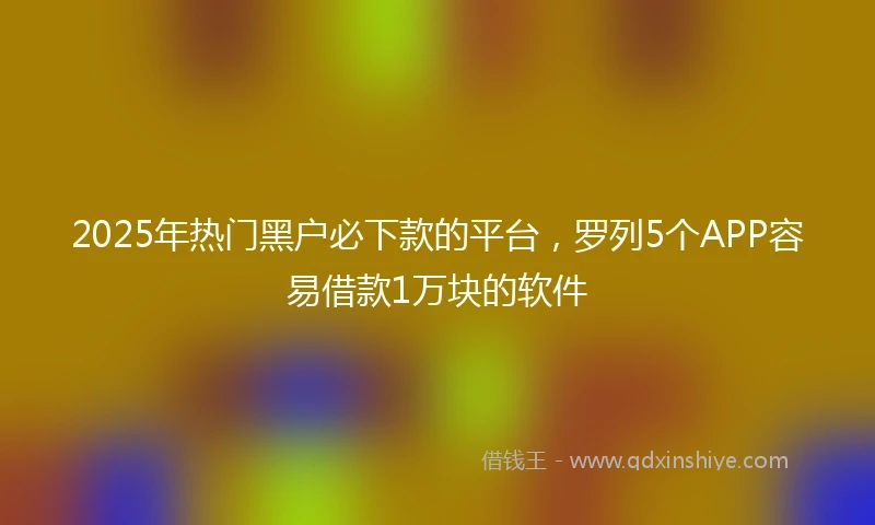 2025年热门黑户必下款的平台，罗列5个APP容易借款1万块的软件