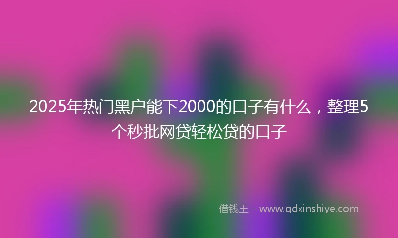 2025年热门黑户能下2000的口子有什么，整理5个秒批网贷轻松贷的口子
