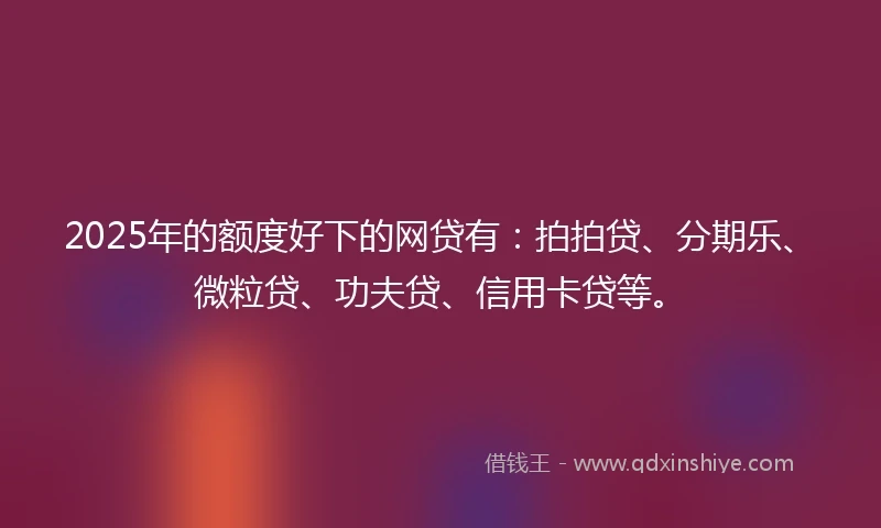 2025年的额度好下的网贷有：拍拍贷、分期乐、微粒贷、功夫贷、信用卡贷等。